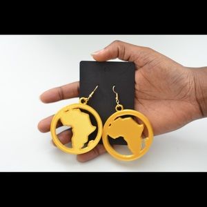 3D printed gold color African map earrings